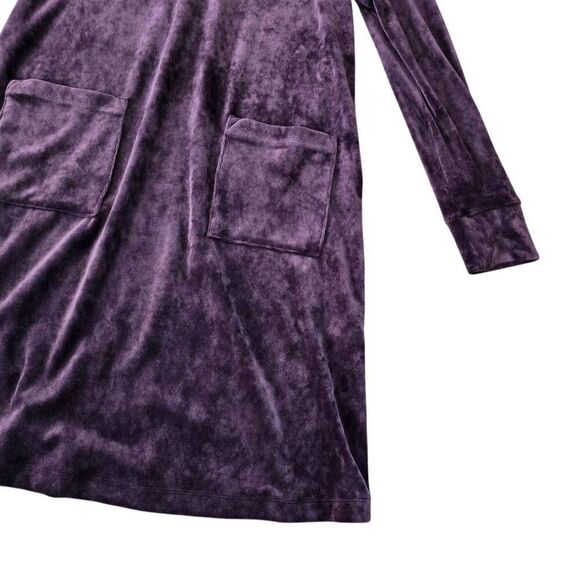Pure Jill Velvet A-Line Shift Dress Women's Small Purple V-Neck Violet Pockets - Picture 2 of 7